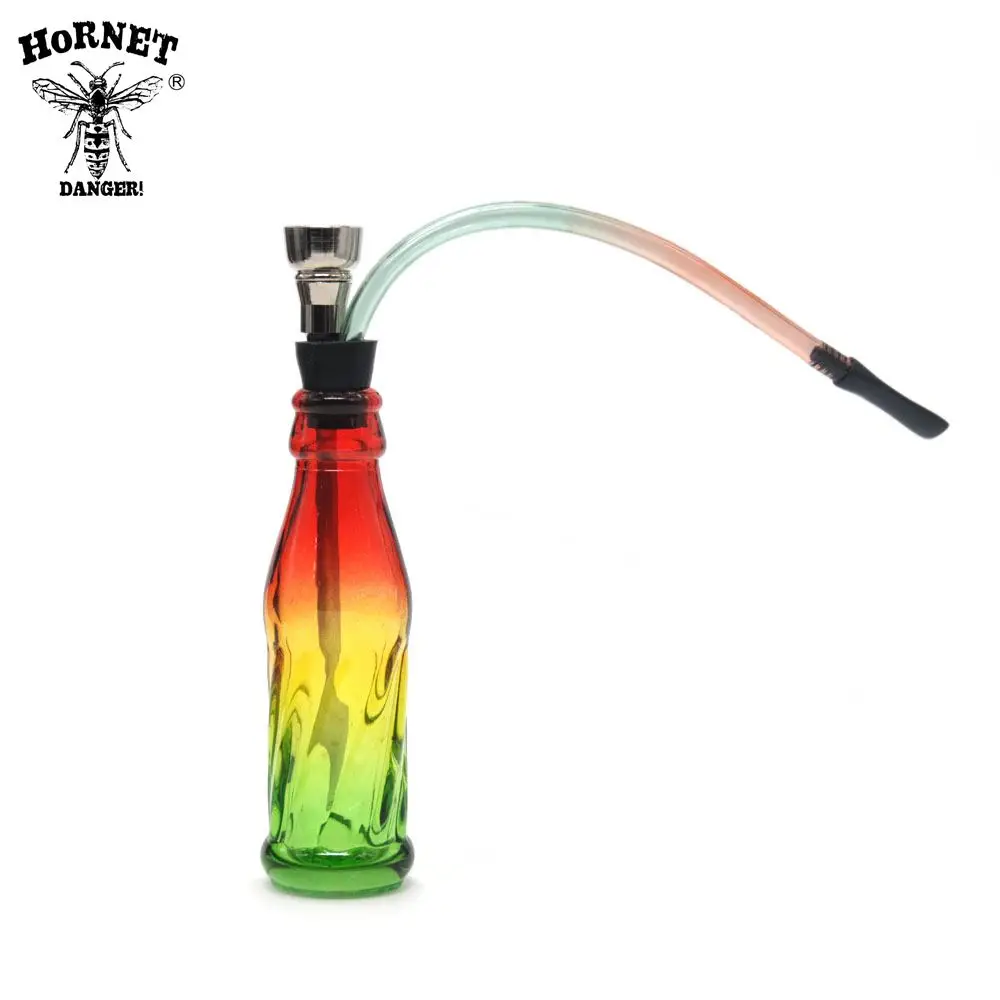 

HORNET Glass Smoking Pipe Reggae Color Glass Bottle Smoking Pipe Tobacco Smoke Pipe Water Pipes