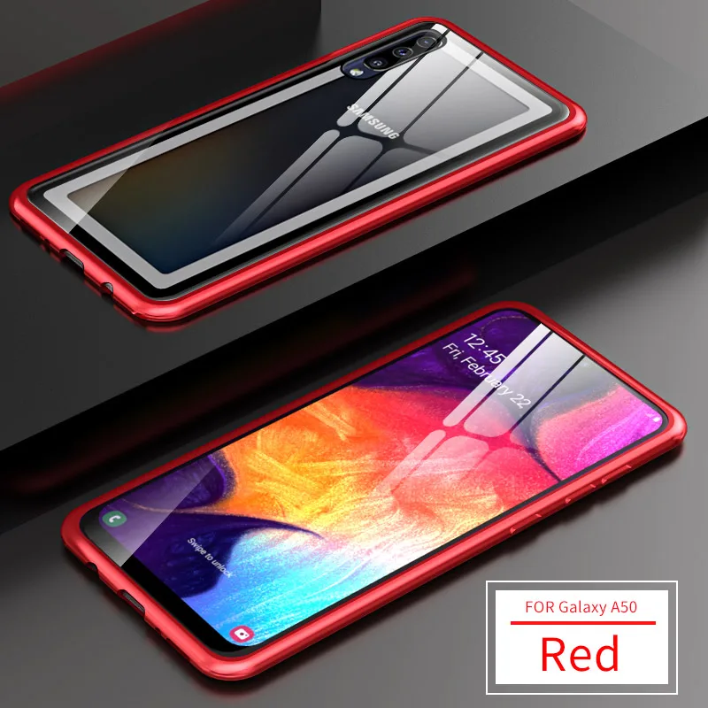 Red Роскошный металлический чехол с ручным винтом для samsung Galaxy A70 A60 A50 A40 A30 A20 A10, гибридный суперпрозрачный чехол из закаленного стекла - Цвет: Red