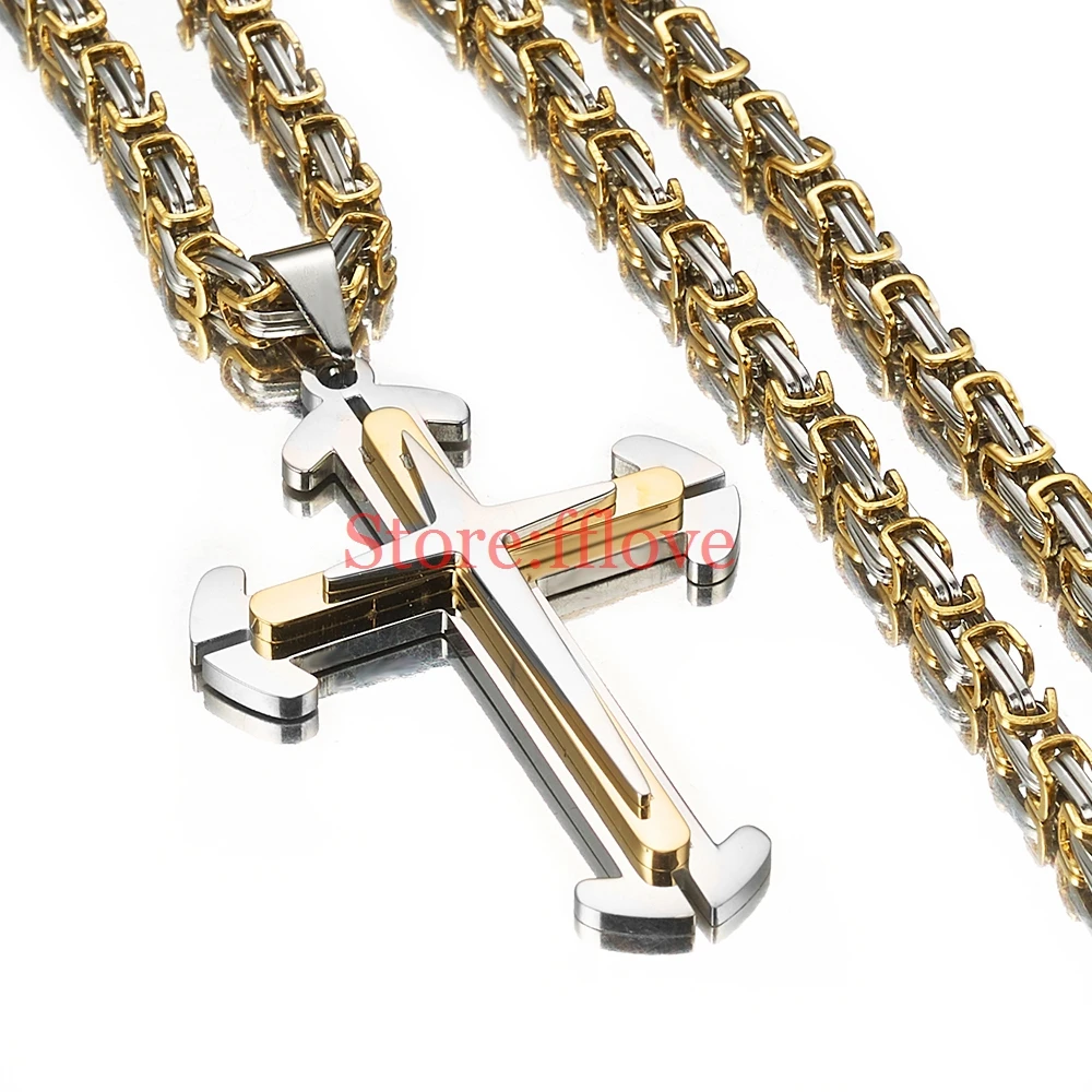 Модные мужские ювелирные изделия два тона серебряного цвета стальная подвеска с