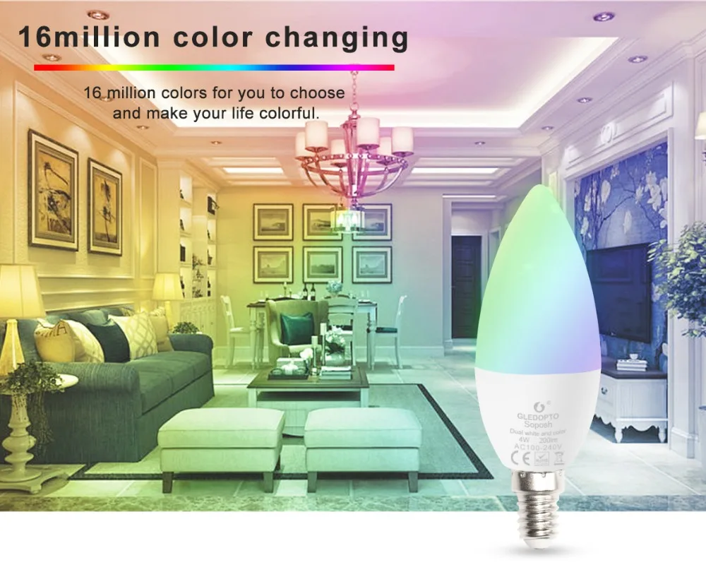 G светодиодный OPTO zigbee zll светодиодный 4 Вт светильник в форме свечи rgb/rgbw/rgbww/cw smart APP управление AC100-240V zigbee шлюзы rgb+ cct zigbee 3,0