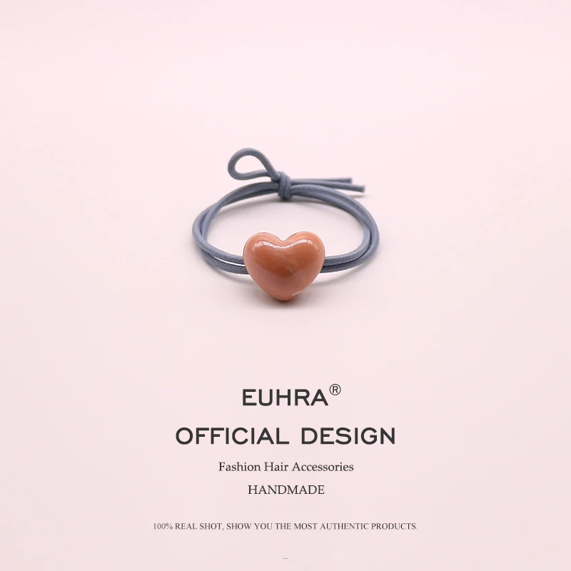5 цветов, двойные эластичные резинки для волос, макарон, любовь, сердце, для женщин, девочек, детская повязка для волос, повязка для волос, аксессуары для волос, резинки