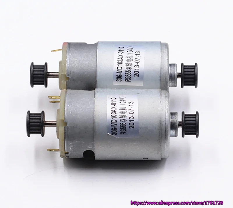 12V 24V 36V permangent магнит 555 550 двигатель постоянного тока 0.8A медленной скорости двойной выходной вал с MXL передач