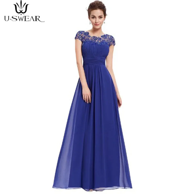 Женское длинное шифоновое платье элегантное кружевное вечернее макси размера