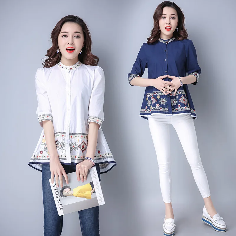 Летняя Новинка Большой размер для беременных женщин семь рукав народный стиль