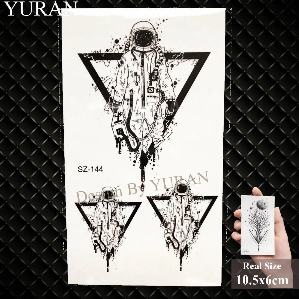 YURAN Diamond Timber Black Mountain Fox временная татуировка мужской стикер тело луна