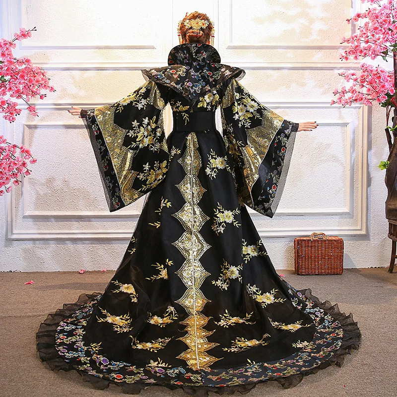 8 видов цветов Великолепный костюм принцессы династии Тан с хвостом и вышивкой |