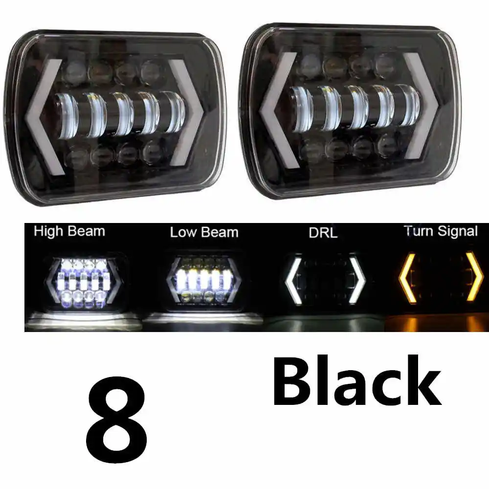 55W Headlight Black 1 пара для Jeep Cherokee XJ 5x" авто DRL светодиодные фары 5x7 дюймов светодиодные фары для грузовиков 6x7" Высокий Низкий Луч квадратные светодиоды фары - Цвет: 55W Headlight Black