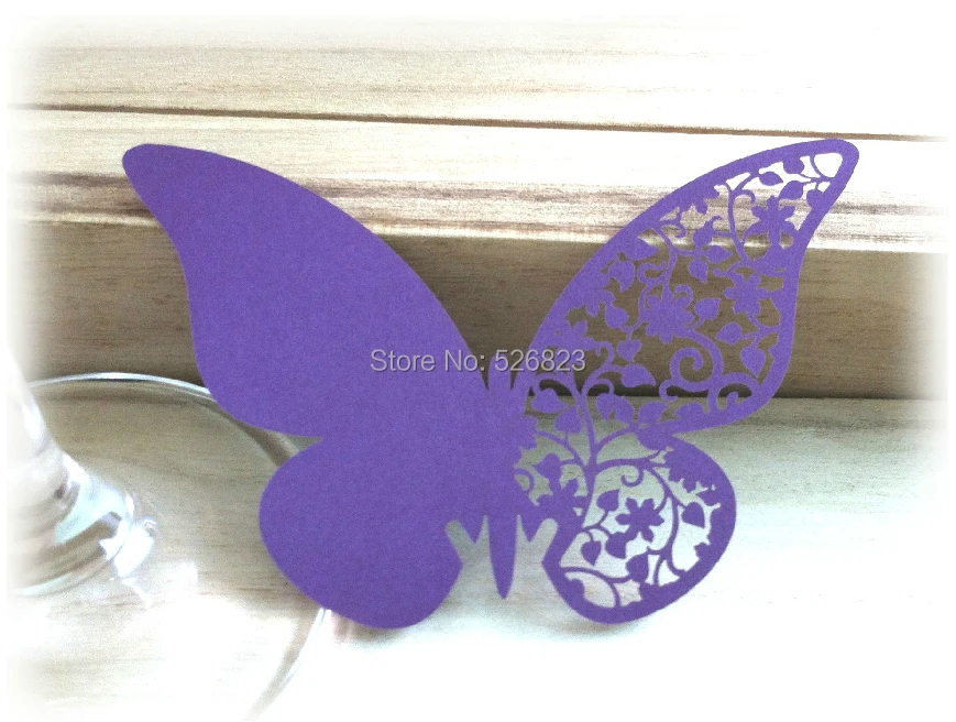 Лазерная резка бабочки место карты вечерние украшения стекла бумаги бокал wineglass