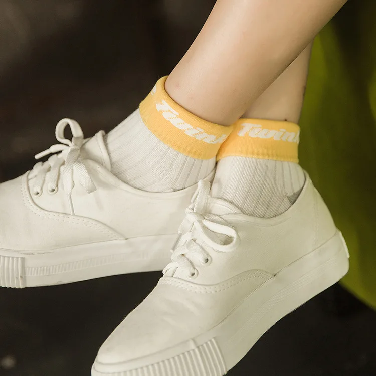 5 цветов шикарные уличные женские носки карамельных с надписью Happy. Повседневные