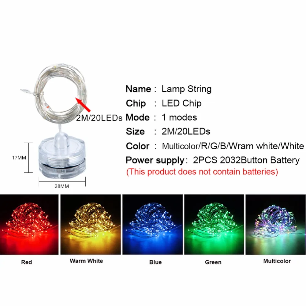 Foxanon LED string атмосфера ночник водонепроницаемый 2 м Свеча Освещение стола RGB DIY