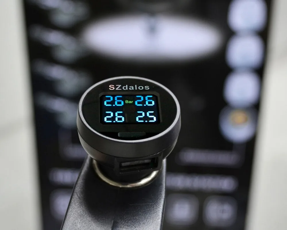 Система контроля давления в шинах TPMS 4 внешних датчика прикуриватель tmps