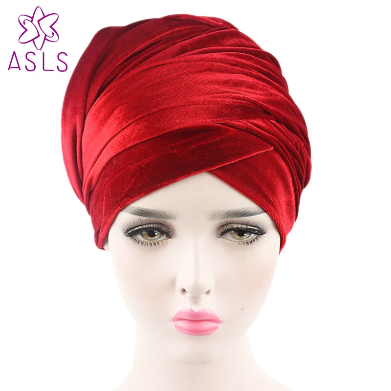 Лидер продаж стильный бархатный длинный тюрбан высокого качества закрывающий