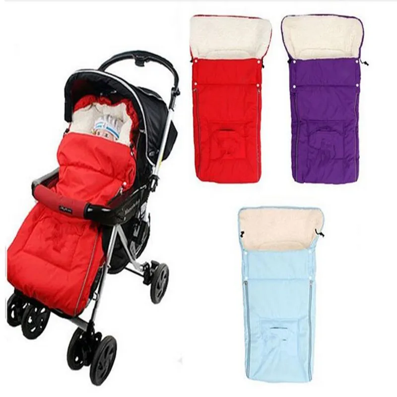 Saco de dormir para cochecito de beb&eacute;, bolsa gruesa de lana artificial, impermeable, 3 colores, alta calidad-0