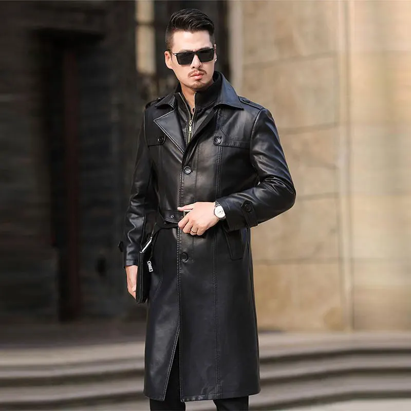 кожаное пальто мужское длинное. кожаное пальто мужское длинное. кожаное пальто мужское длинное. кожаное пальто мужское длинное. Trench coat черный плащ.