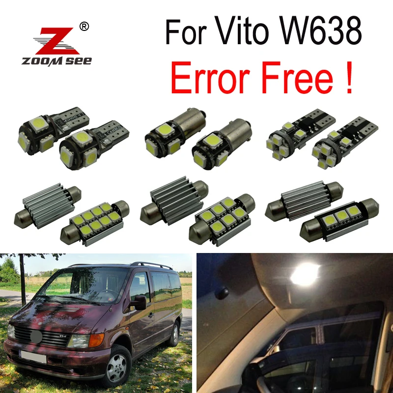 13 шт. canbus светодиодные стоп сигналы для Mercedes Benz Vito W638 внутренние купольные лампы +