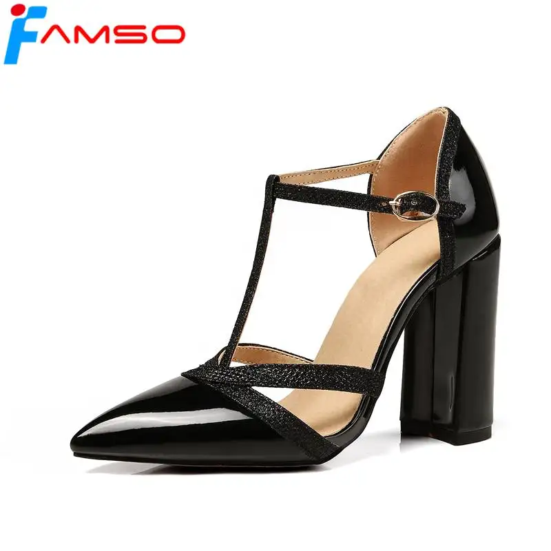 FAMSO/Size34-43 Новинка 2019 года женские босоножки с острым носком и Т-образным ремешком