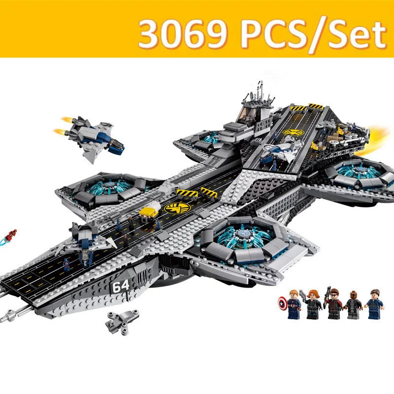 Мстители 3069 шт. техника фигурки блоки 76042 07043 супер герои серия щит Helicarrier