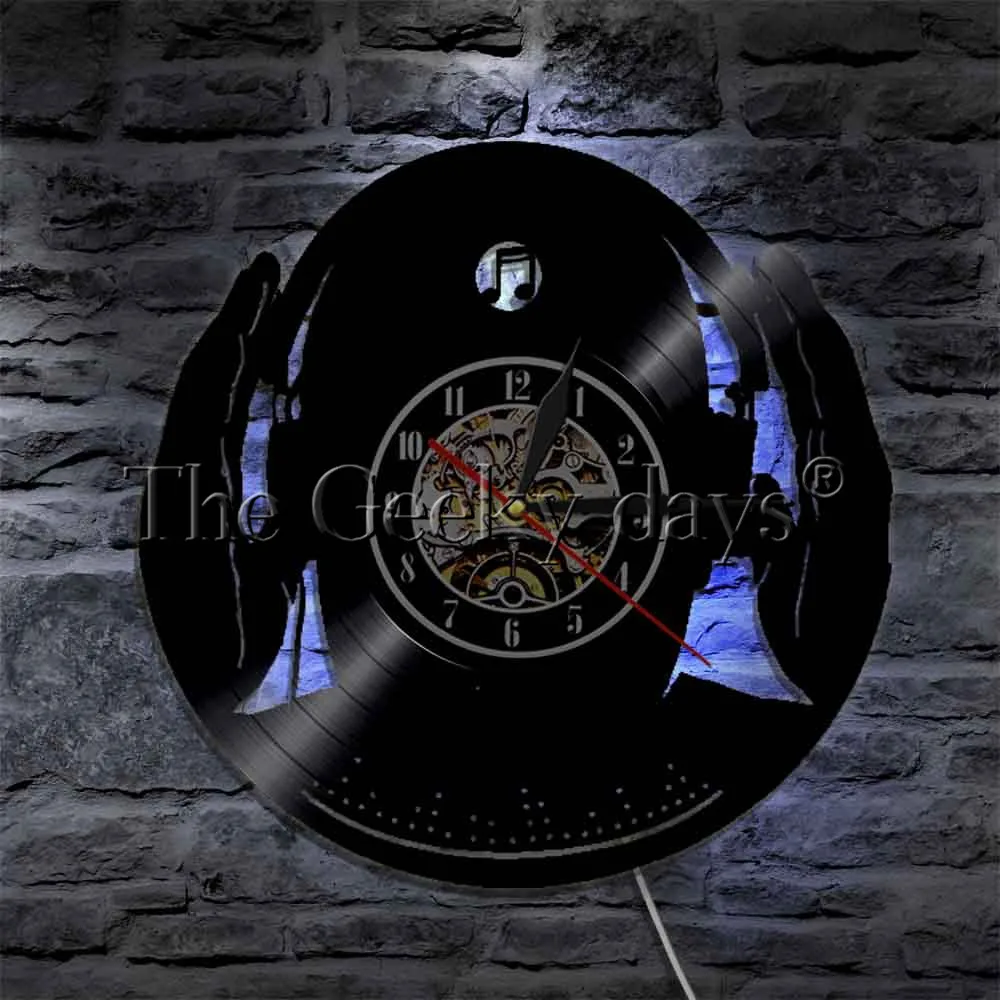 DJ настенные часы Клубные вечерние микс танец ритм музыки для наушников Виниловая