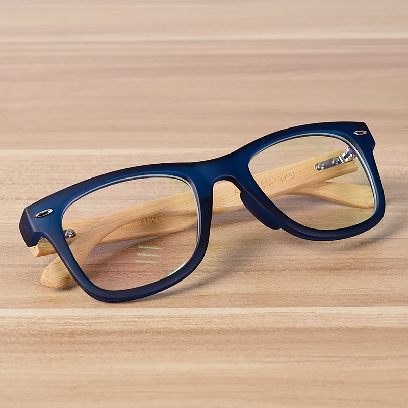 

NOSSA Handmade Bamboo Clear Frame Glasses Women And Men's Classic Myopia Prescription Eyewear Frames Wood Retro Blue Eyeglasses