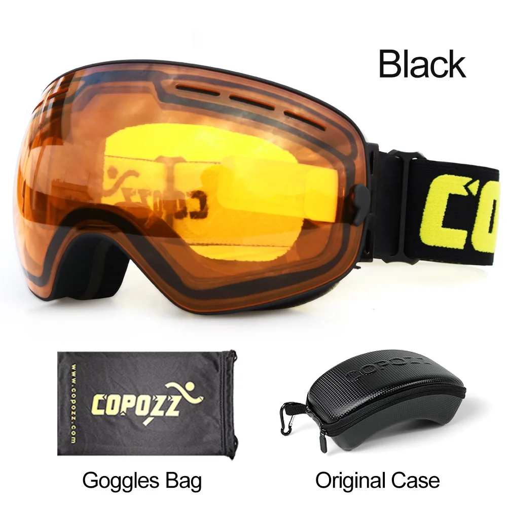 Lens orange with box COPOZZ брендовые лыжные очки для мужчин и женщин, очки для сноуборда, очки для катания на лыжах с защитой от уф400 лучей, лыжные очки, противотуманные лыжные маски - Цвет: Lens orange with box