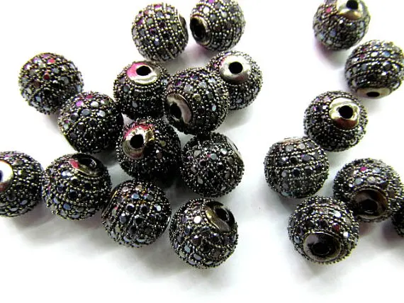 

20pcs 10mm AAA grade pave metal spacer &cubic zirconia crysatl silver gold gunemtal mixed jewelry beads