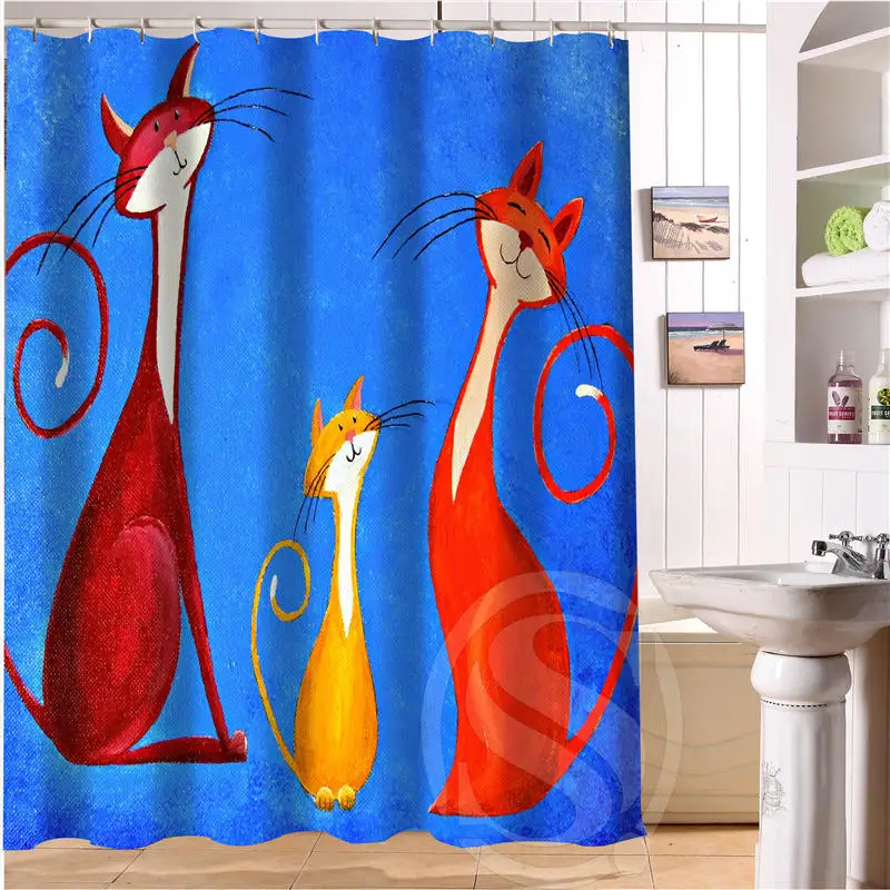 Мультяшная кошка индивидуальная занавеска для душа занавески ванной