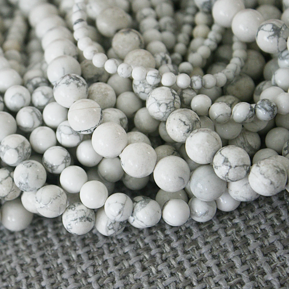 Круглые бусины белого цвета Howlite 4/6/8/10 мм незакрепленные промежуточные для