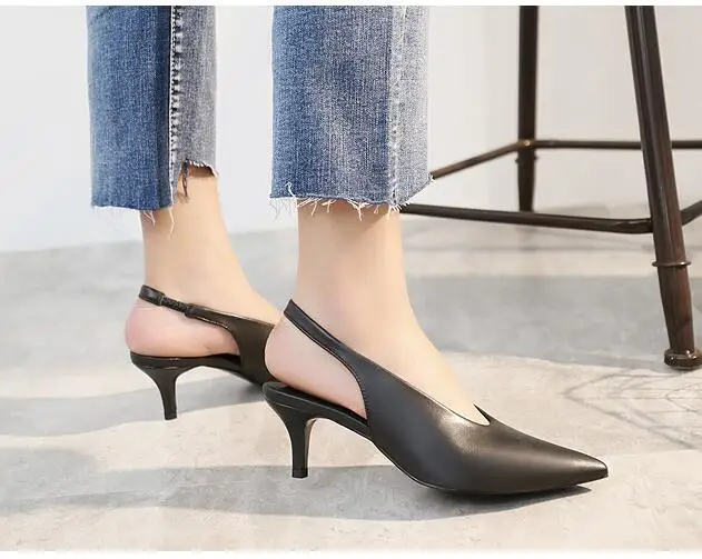 XGRAVITY/Новинка; летние туфли в стиле ретро; женские туфли-лодочки с острым носком на высоком каблуке; пикантные женские модные босоножки на тонком высоком каблуке; A120
