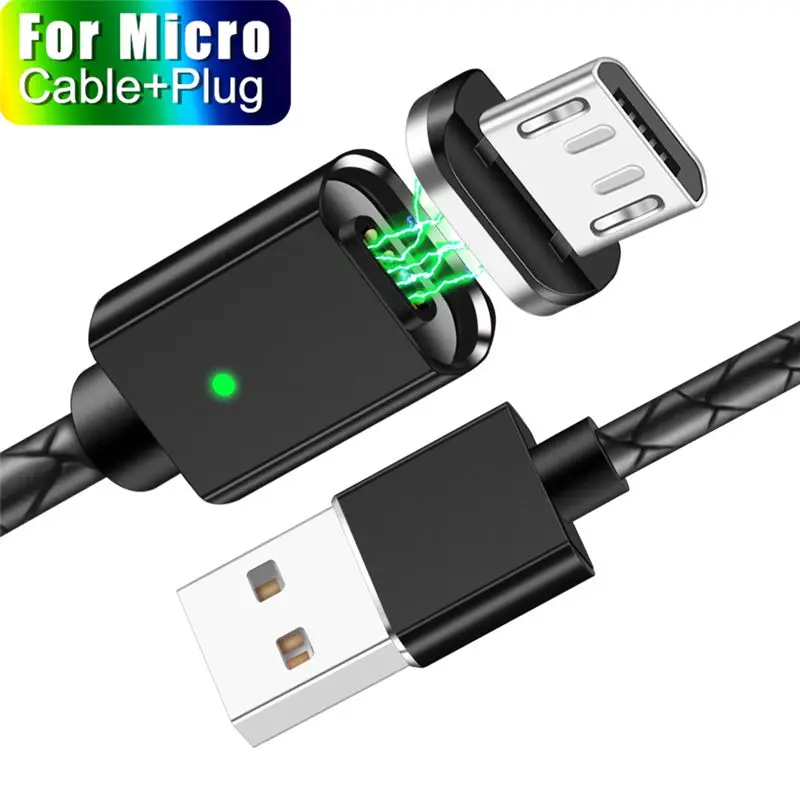 USB кабель для iphone Xs max Xr X 8 7 6 plus 6s ipad mini Быстрая зарядка Магнит Micro USB кабель для передачи данных провод для samsung S9 S8 Note 9 - Цвет: For Micro USB Black