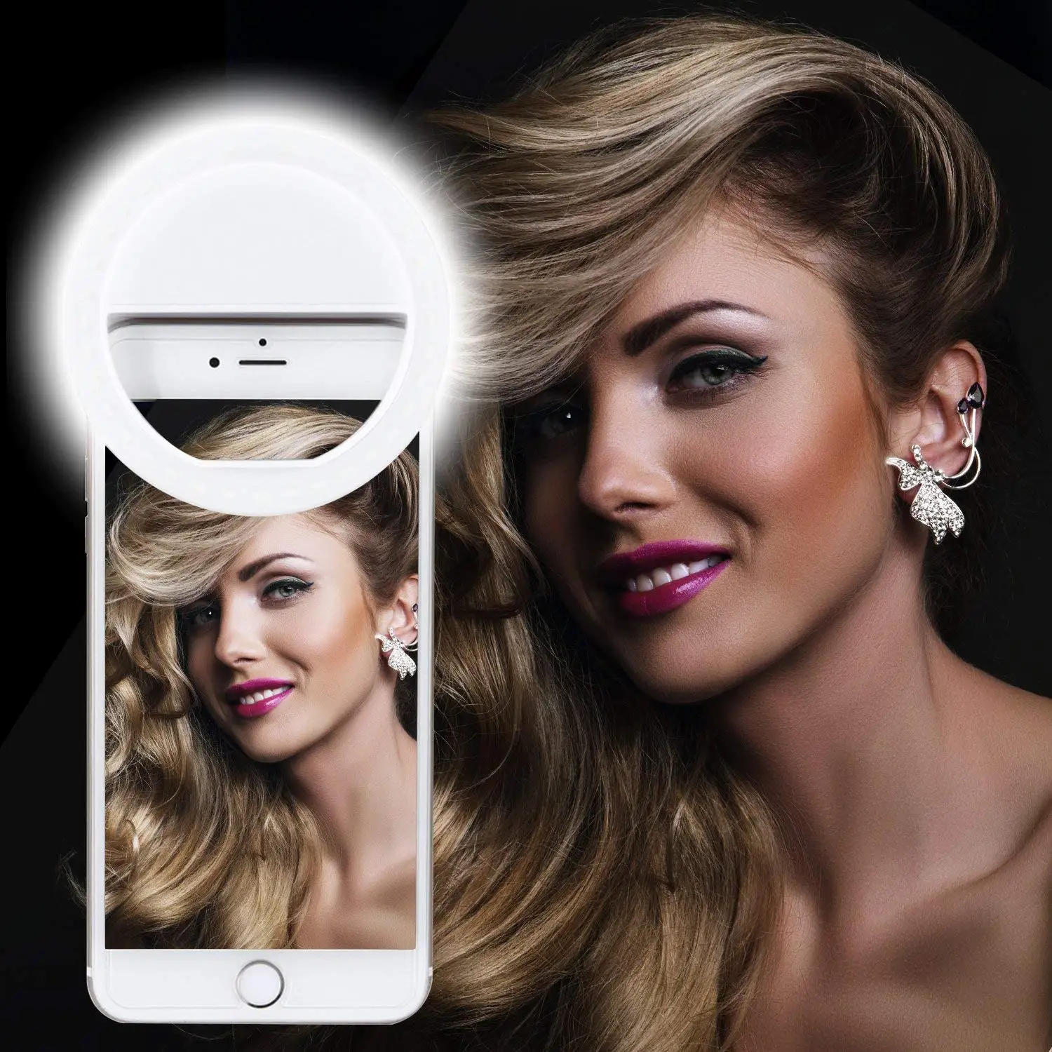 Kogngu Usb Charging Selfie Ring Led Light Lamp Mobile Phone Lens LED Selfie Lamp Ring Flash for Iphone for Samsung Xiaomi