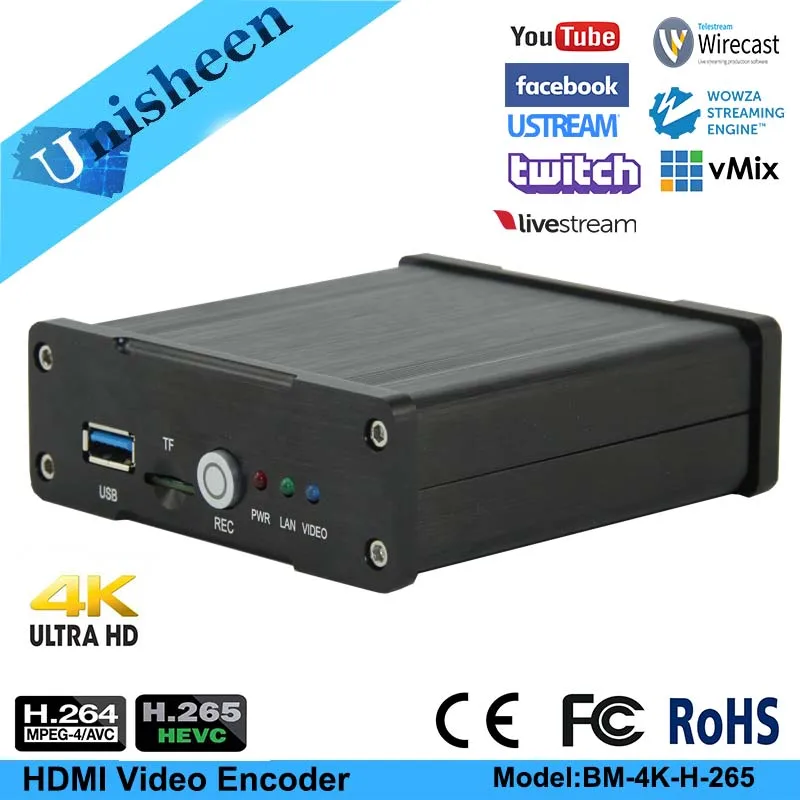Видеорегистратор Unisheen 4K HDMI UHD для прямой трансляции IP IPTV Vmix Youtube Facebook Ustream Wowza Rtmps M3U8
