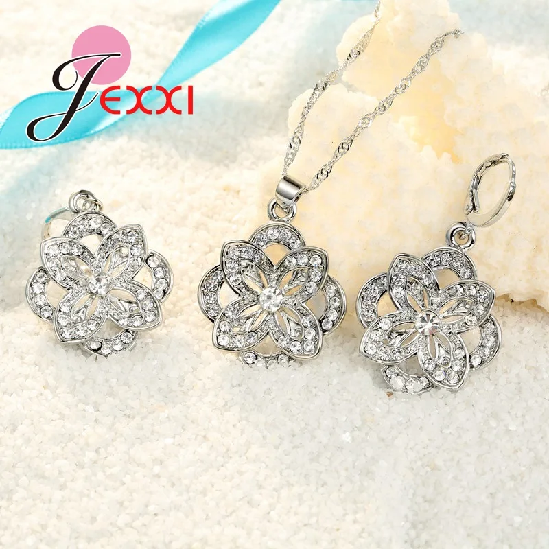 Комплект из колье и серёг серебра 925 пробы с фианитом | Украшения аксессуары