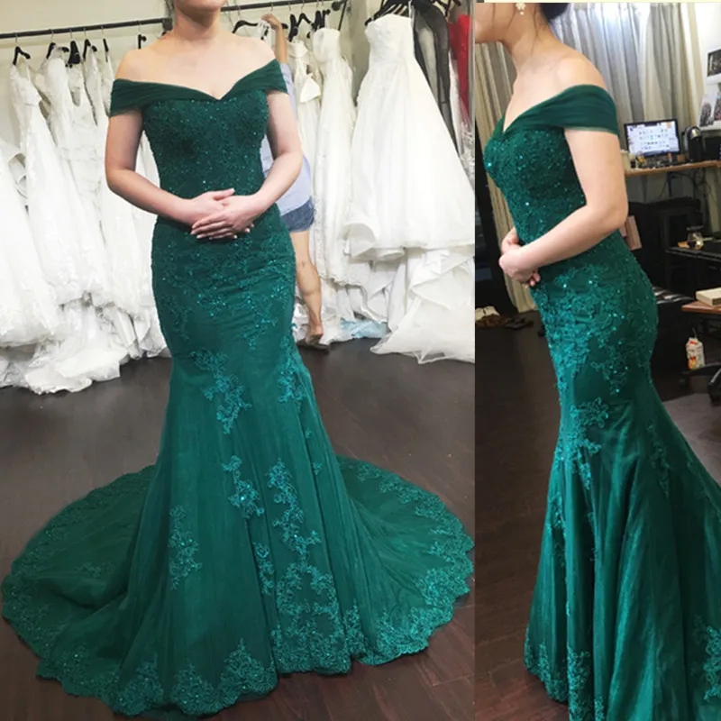 

robe de soiree Custom Made Beaded V-Neck Prom Dresses Mermaid Sexy Off the Shoulder Cheap Long Dress for Evening Dresses