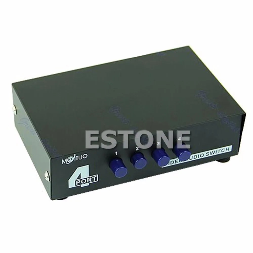 4 порта вход 1 выход Видео Аудио AV RCA переключатель коробка Горячий | Компьютеры и