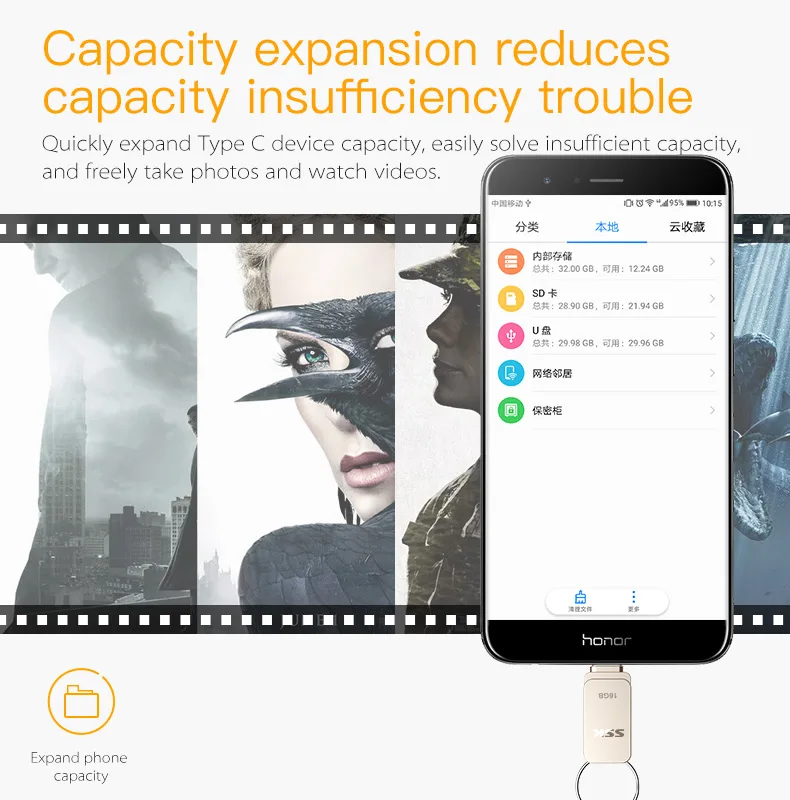 SSK SFD270 16GB 32GB 64G USB-C type-C OTG флеш-накопитель Usb 3,0 флеш-накопитель смартфон память Мини usb-накопитель