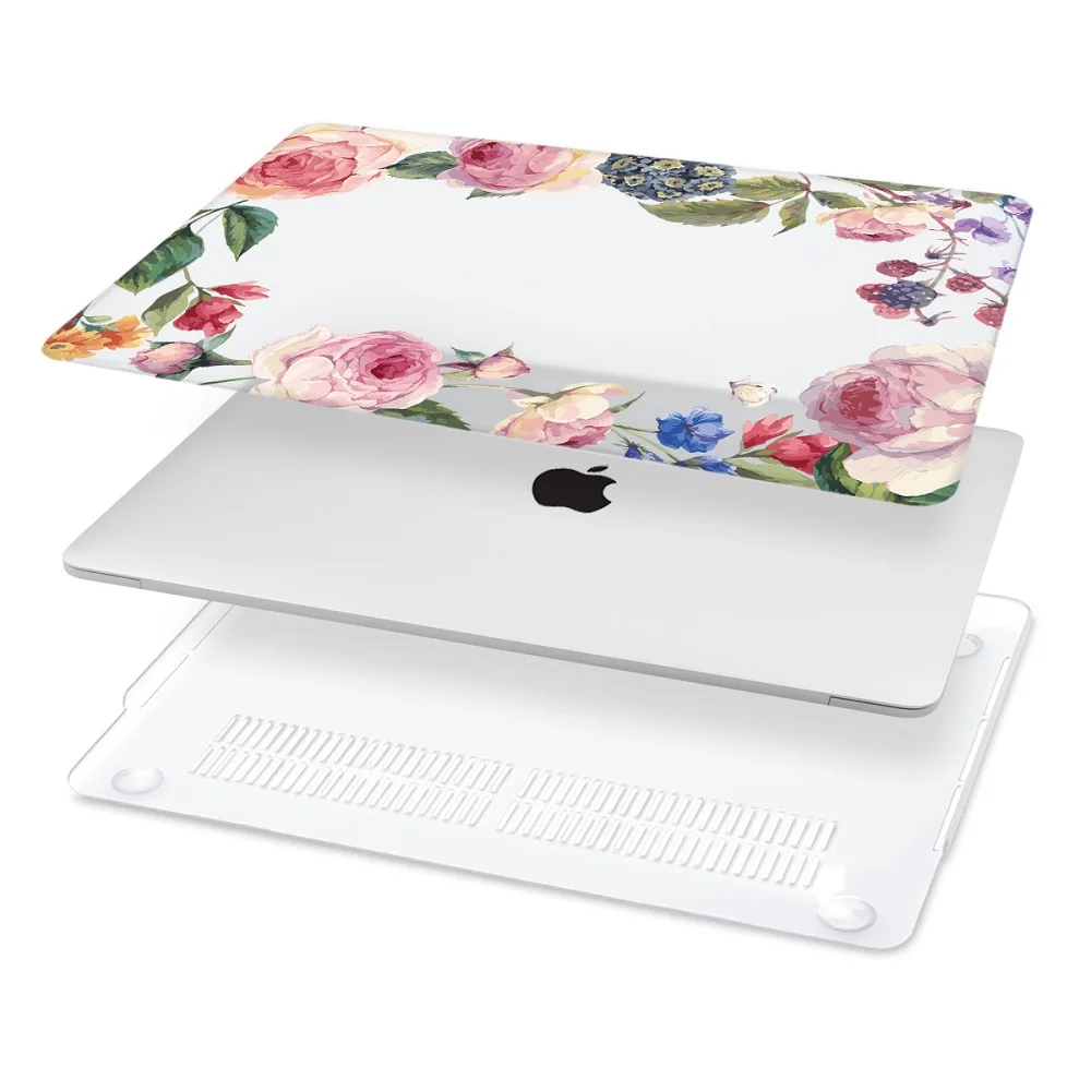 Жесткий Чехол для ноутбука с цветочным принтом для Macbook Pro retina 11 12 13 15 Air Pro 15 16 A2141 A1932 A1989 чехол с кристаллами