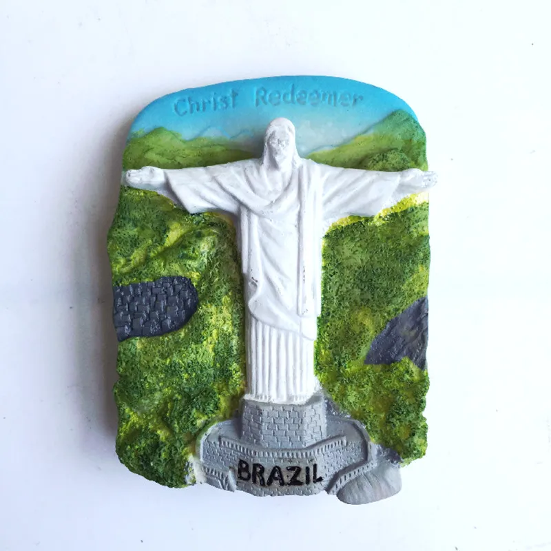 

Brazil Christ The Redeemer Cold Porcelain Hand-Painted 3D Fridge Magnets World Travel Souvenirs Refrigerator Magnetic Sticker