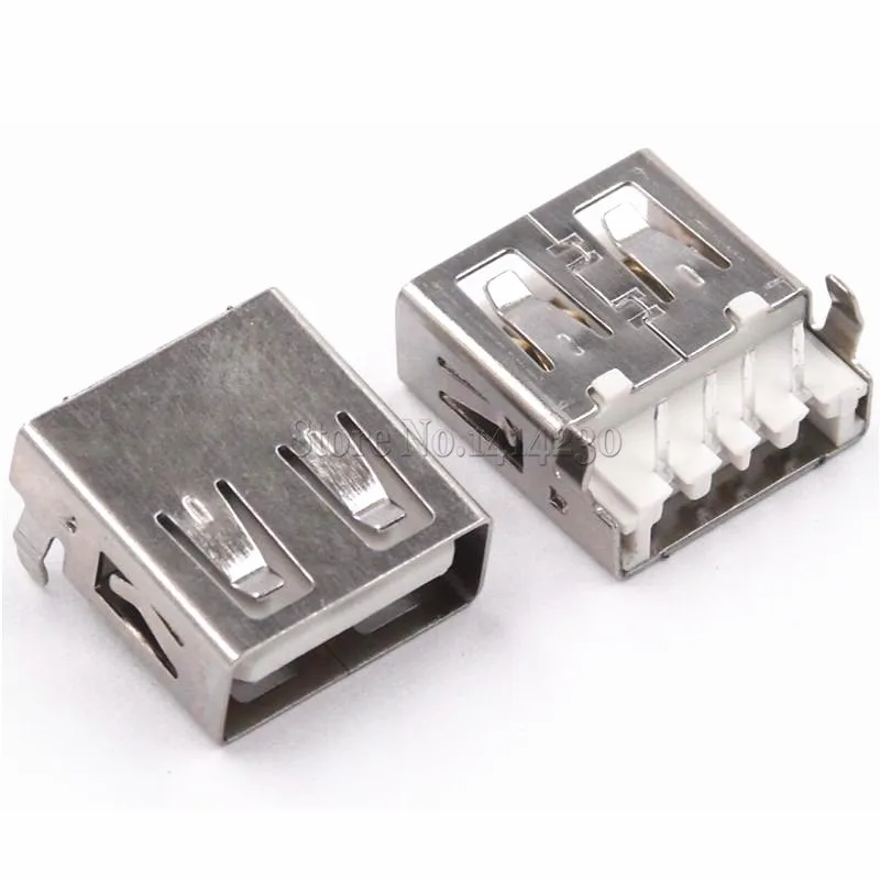 

100 шт., стандартные женские разъёмы USB Type A для пайки