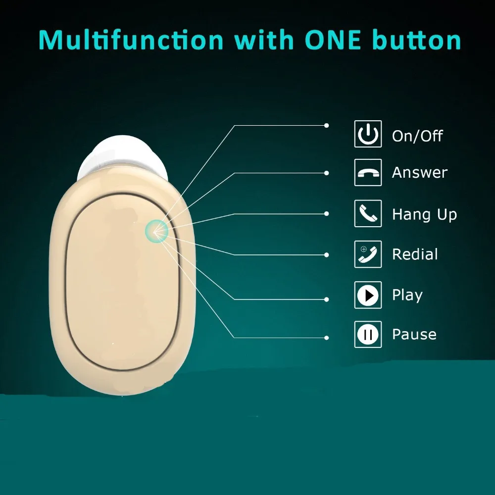 Mini Bluetooth Earbud Wireless Invisible Headphone Earpiece Headset with 8 Hours Play Time Car MIC | Электроника