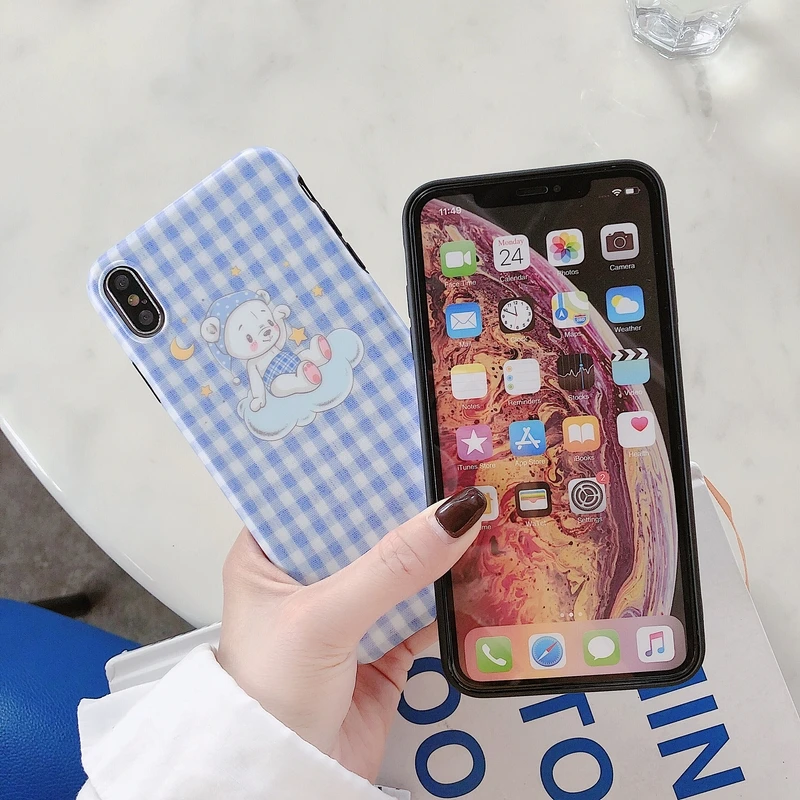 Samtsui IMD матовый чехол для iPhone XMAX XR X XS Мягкий ТПУ медведь задняя крышка 6 6s 7 8 Plus