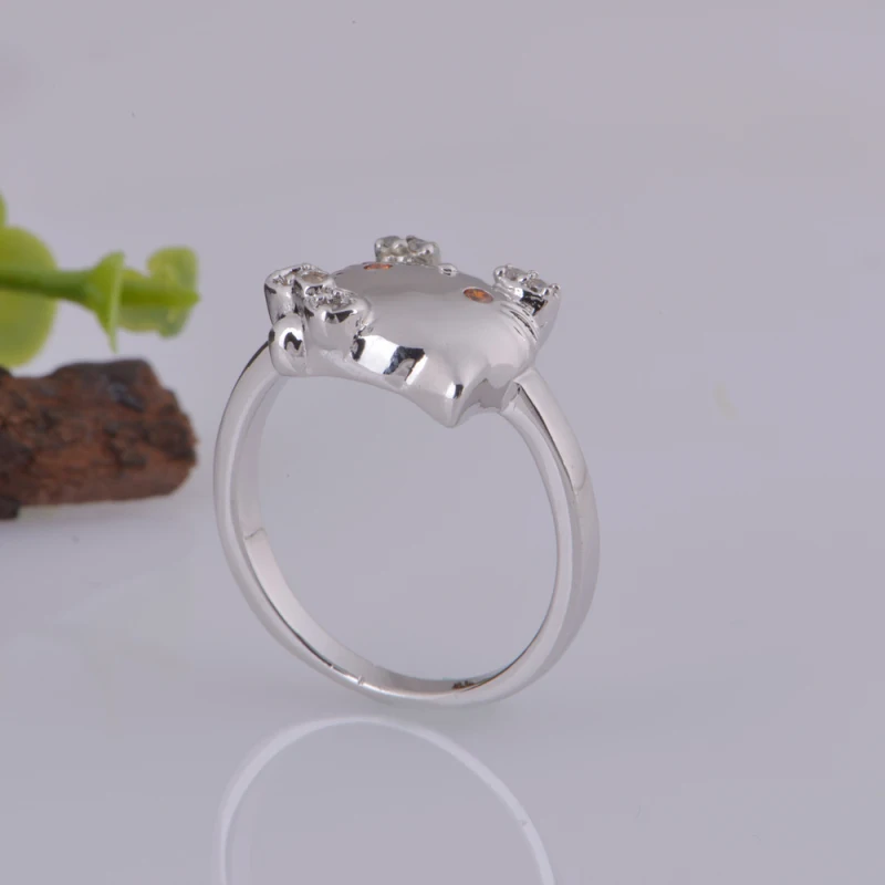 Высокое Качество Циркон 925 пробы серебро милый рисунок «Hello Kitty» кошка Свадебная вечеринка кольца для Для женщин Размеры 6/7/8 мешок ювелирных изделий SCJ399