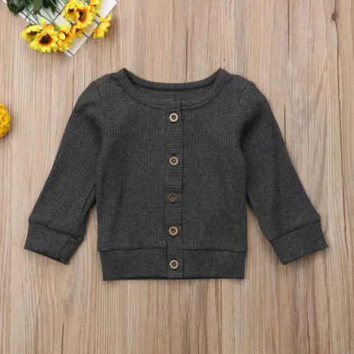 Solid Color Autumn Winter Baby Knitting Cardigan Sweaters Toddler Kids Girl Boy Knitted Sweater Tops 0-24M |