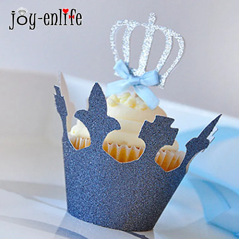 JOY-ENLIFE 10 шт Блестящий Королевский корона для капкейков торт Toppers 1st День рождения