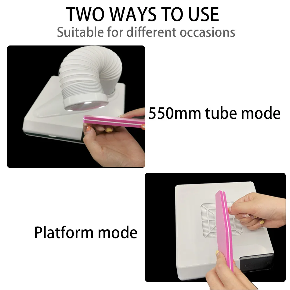 60W 3 LED Light Nail Dust Collector Machine Nail Vacuum For Manicure Vacuum Cleaner Nail Art Nail Fan Dust Suction