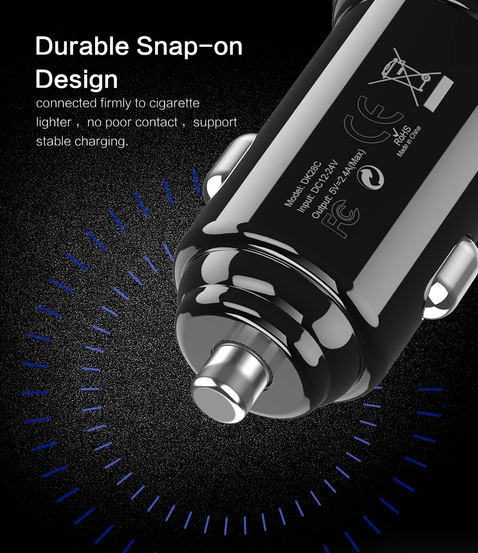FLOVEME Dual USB Автомобильное Зарядное устройство 2.4A max автомобиль-Зарядное устройство мобильный телефон автомобильное USB Зарядное устройство Авто Зарядка для iPhone 6S samsung Xiaomi Tablet авто зарядка