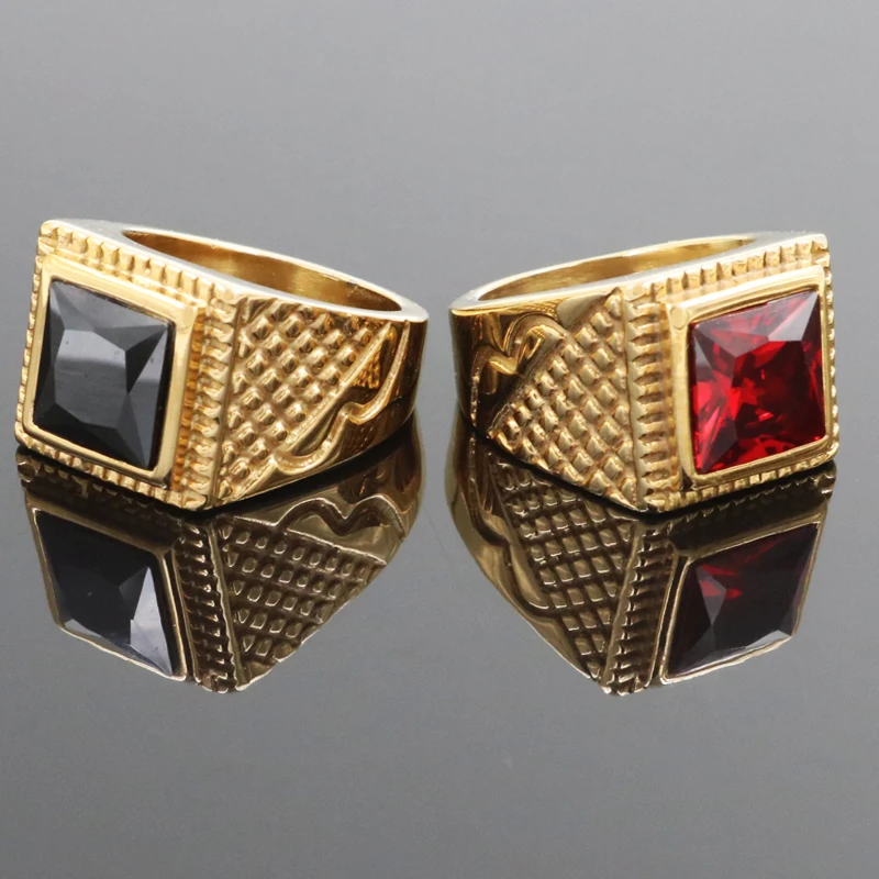Новое модное ювелирное изделие мужское кольцо с квадратным красным цирконом