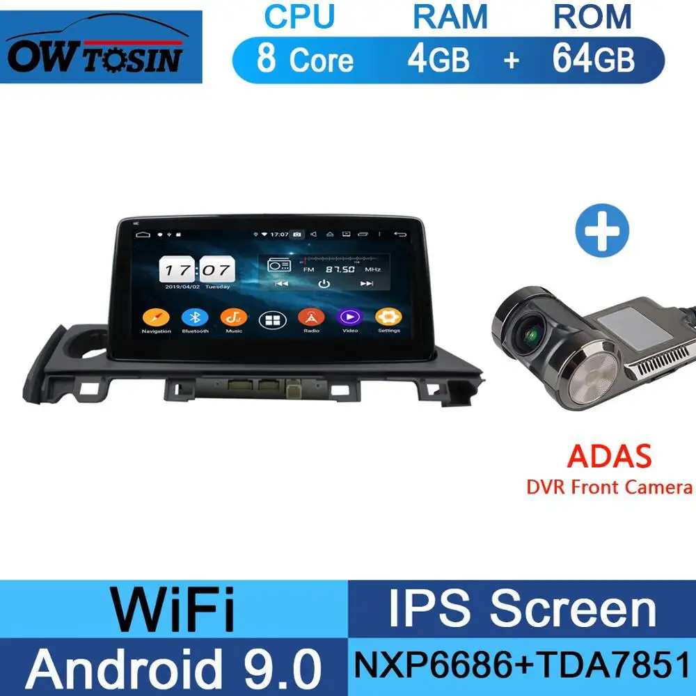 64G Adas Camera 10,2" ips Android 9,0 8 ядерный 4G+ 64G Автомобильный мультимедийный радио gps для Mazda 6 Atenza dzda6 DSP CarPlay Parrot BT - Цвет: 64G Adas Camera