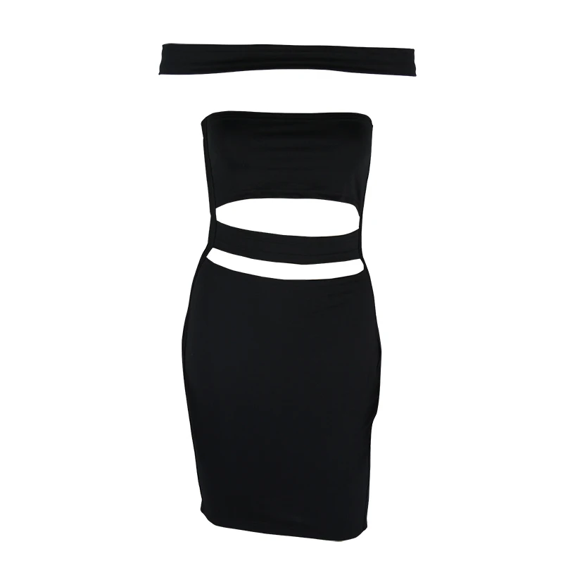 Женское платье без рукавов DAYIFUN Красное и черное облегающее с дырками для клубов