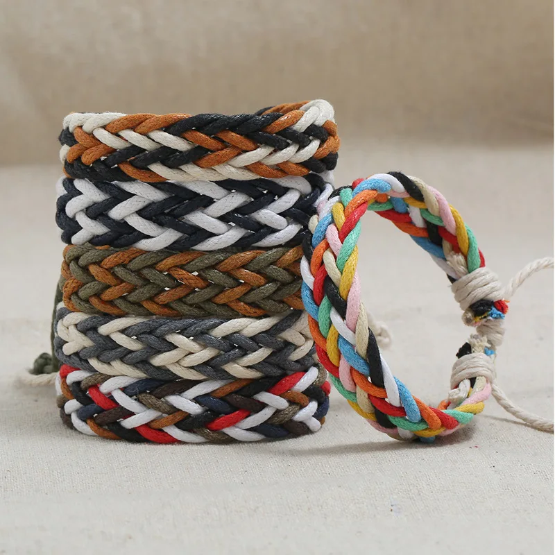 

New color wax line couple hand rope ethnic wind hand-woven simple casual men and women accessories bracelet