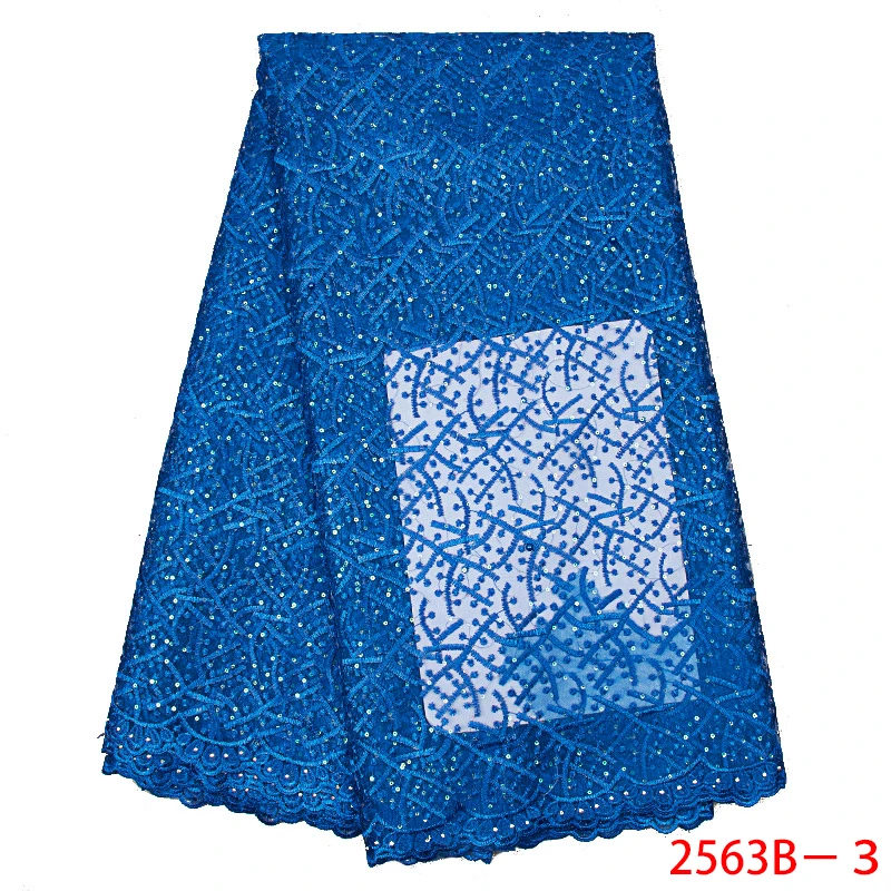 

African Lace Fabric 2020 Hot Sale Tulle Lace Fabric with Sequence Beads High Quality Nigerian Dresses for Party KS2563B